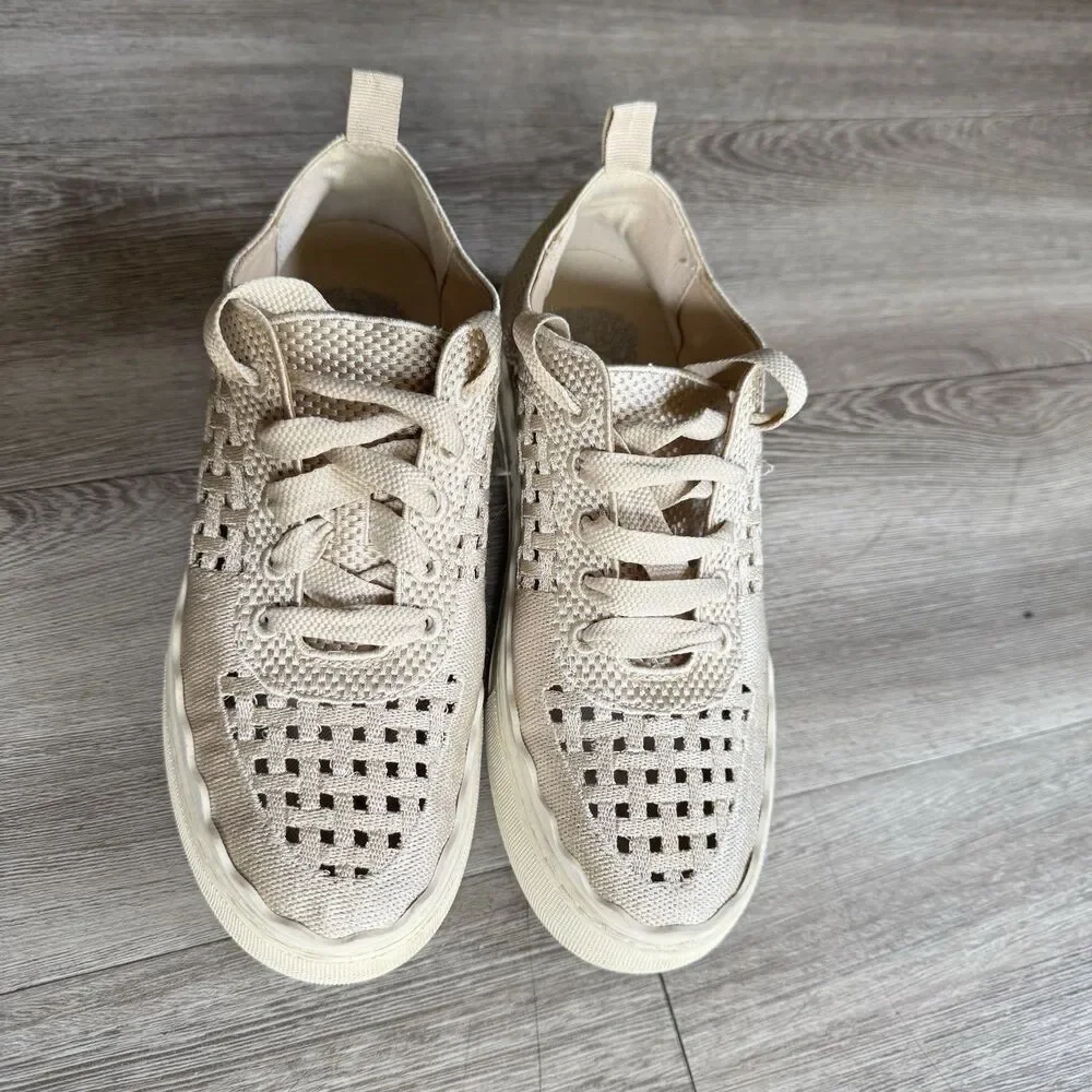 Vince Camuto Jamminna Sneakers Women's Size 6M Summer Knit Golden Platform Bone